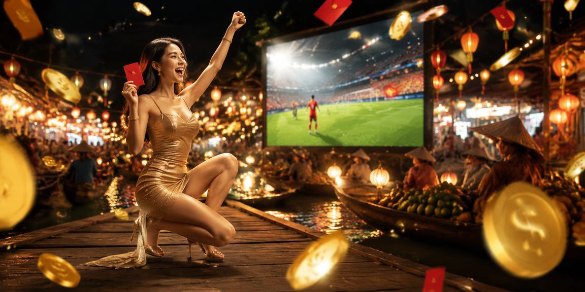 Chợ đêm Nha Trang và phong bao đỏ minh họa khu vực voucher 181